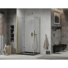 Mexen Lima сгъваем душ кабина 90 x 100 см, прозрачен, златист + корито Flat, черен