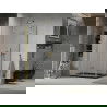 Сгъваема душ кабина Mexen Lima 100 x 80 см, прозрачна, златна + поддушово корито Flat, черно - 856-100-080-50-00-4070G