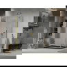 Mexen Лима сгъваема душ кабина 100 x 80 см, прозрачна, златна + Flat душ-под, черен - 856-100-080-50-00-4070G