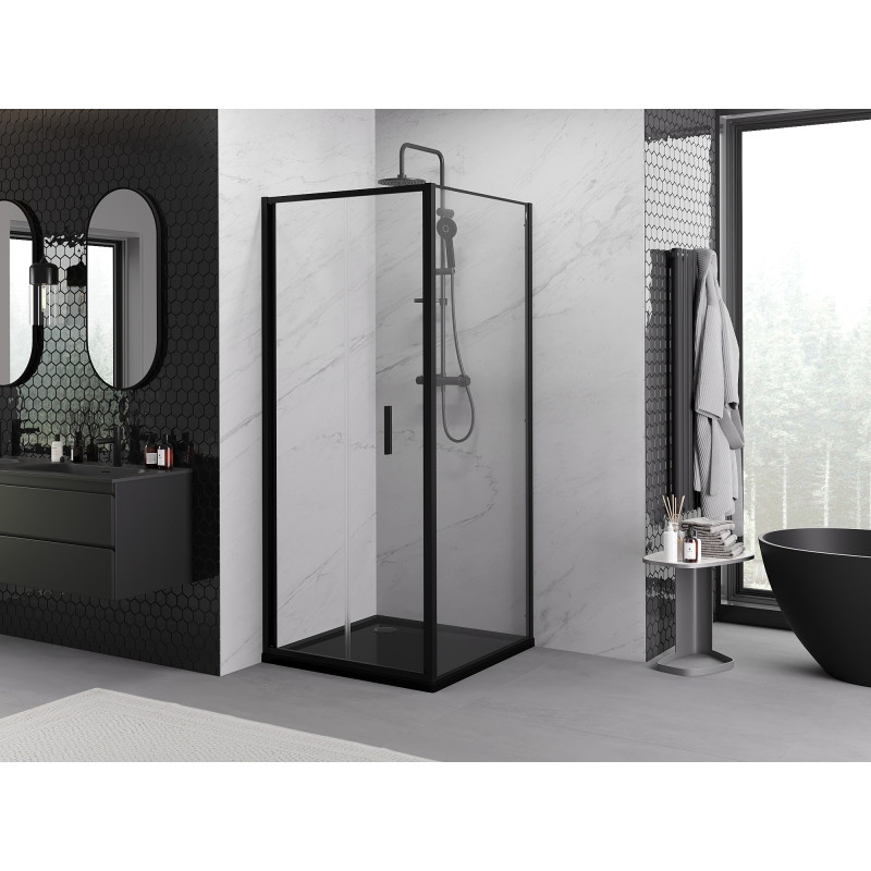Mexen Exo-F складна душ кабина 80 x 80 см, прозрачна, черна - 816-080-080-70-00