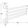 Mexen четворна въртяща се закачалка за кърпи, златна - 7039244-50