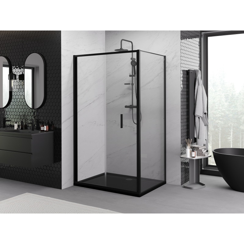 Mexen Exo-F сгъваема душ кабина 85 x 70 см, прозрачна, черна - 816-085-070-70-00