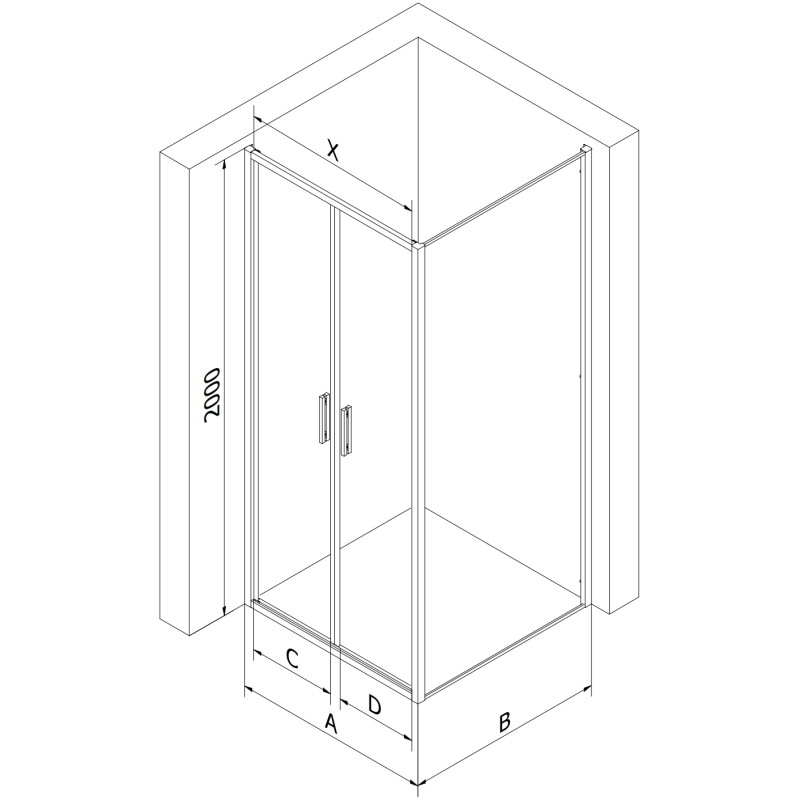 Mexen Exo-B Duo отваряема душ кабина 100 x 80 см, прозрачна, хром - 814-100-080-01-00