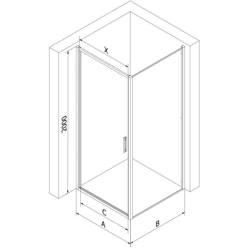Mexen Exo-B отваряема душ кабина 70 x 70 см, прозрачна, хром - 817-070-070-01-00