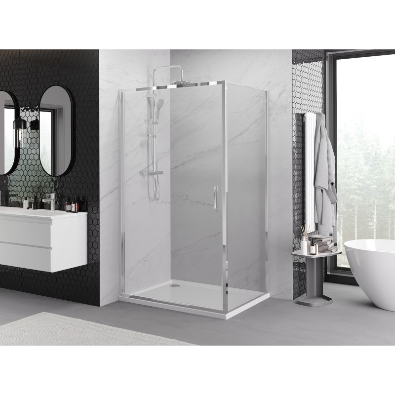 Mexen Exo-B отваряща се душ кабина 80 x 85 см, прозрачен, хром - 817-080-085-01-00
