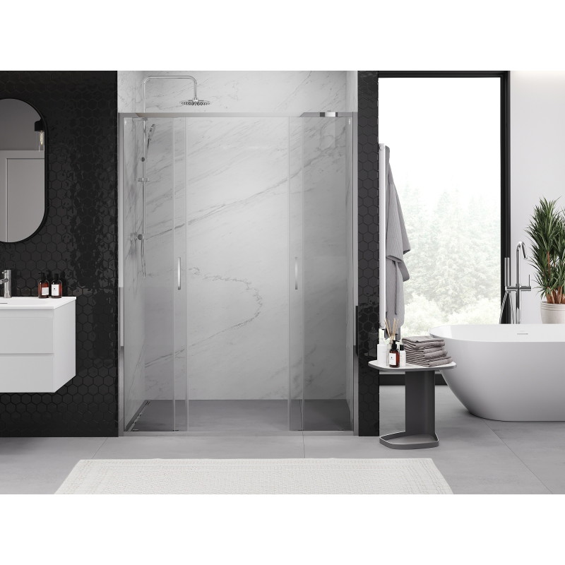 Mexen Exo-S Duo двойни плъзгащи се душ врати 160 см, прозрачни, хром - 8152-160-000-01-00