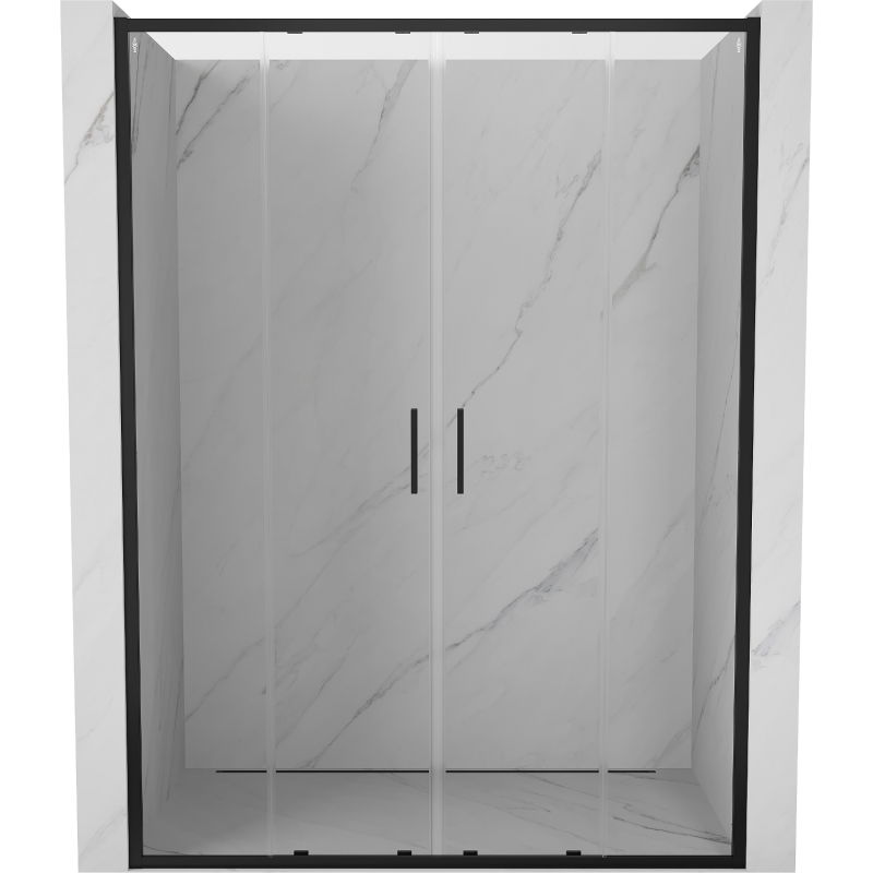 Mexen Exo двойни плъзгащи се душ врати 130 cm, прозрачни, черни - 8152-130-000-70-00