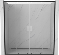 Mexen Exo двойни плъзгащи се душ врати 180 см, прозрачни, черни - 8152-180-000-70-00