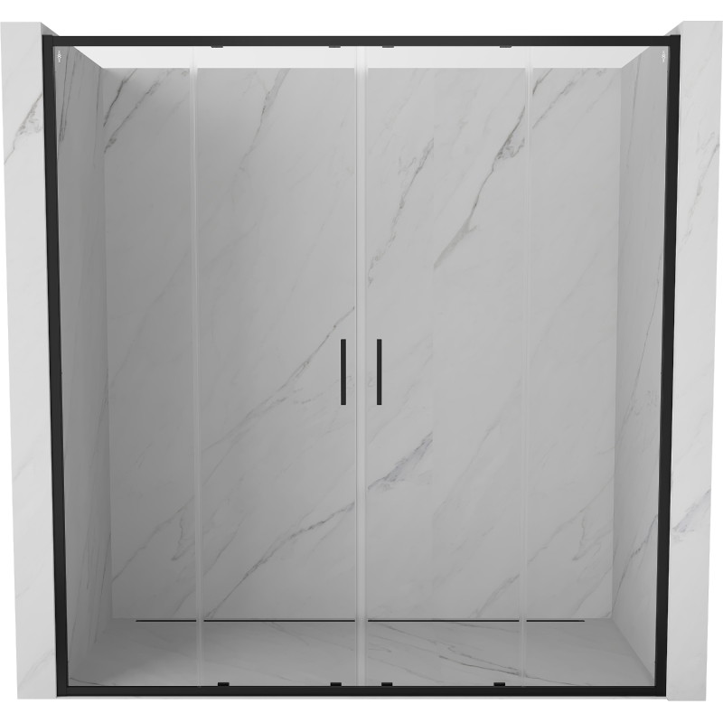 Mexen Exo-S Duo двойни плъзгащи душ кабини 190 см, прозрачни, черни - 8152-190-000-70-00