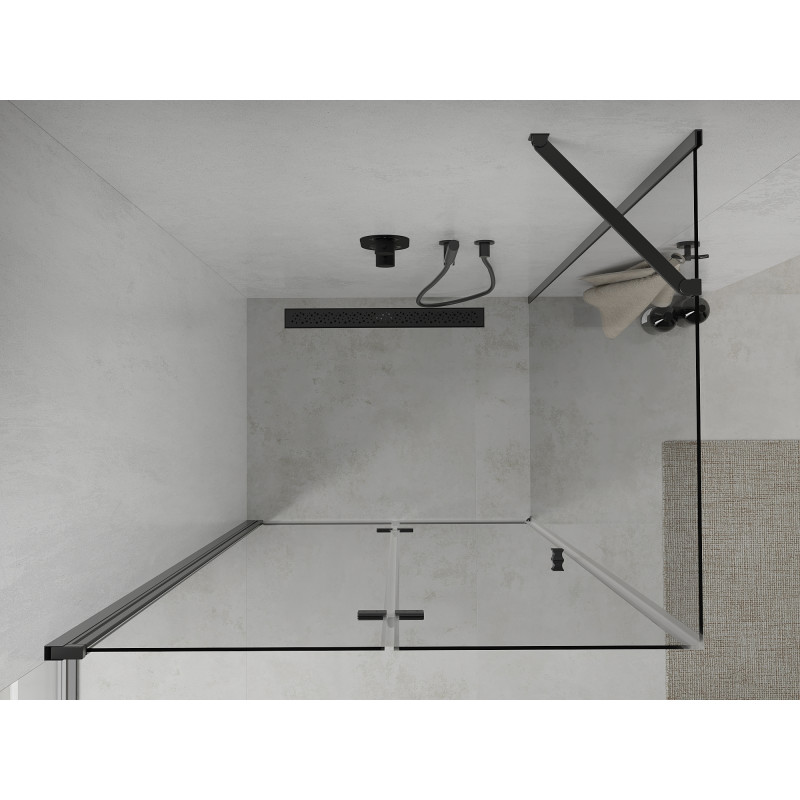 Mexen Lima сгъваем душ кабина 90 x 80 см, прозрачна, черна - 856-090-080-70-00