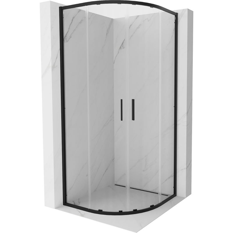 Полукръгла душ кабина Mexen Exo 90 x 90 см, прозрачна, черна - 8132-090-090-70-00
