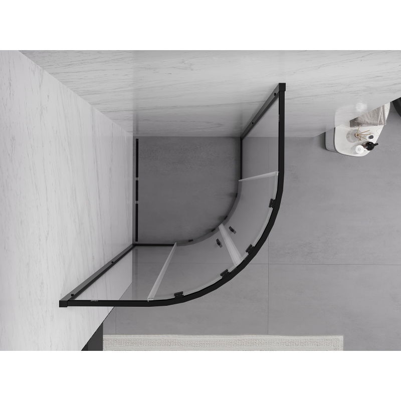 Mexen Exo полукръгла плъзгаща се душ кабина 90 x 90 см, прозрачна, черна - 8132-090-090-70-00