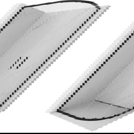 Mexen Exo полуокръгла асиметрична раздвижна душ кабина 100 x 80 см, прозрачна, черна - 8132-100-080-70-00