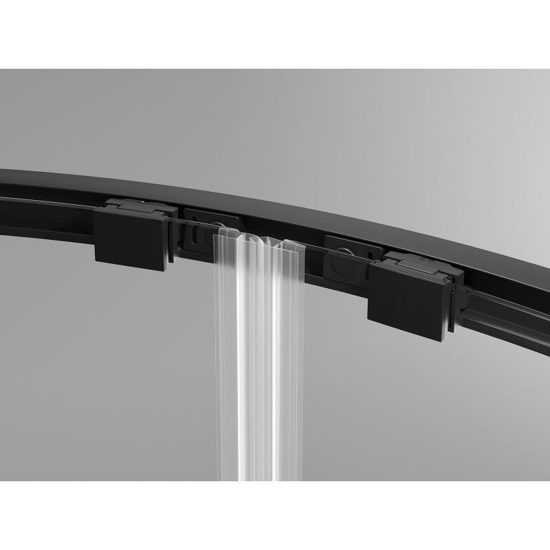 Mexen Exo асиметрична плъзгаща се душ кабина полукръгла 120 x 90 cm, прозрачна, черна - 8132-120-090-70-00