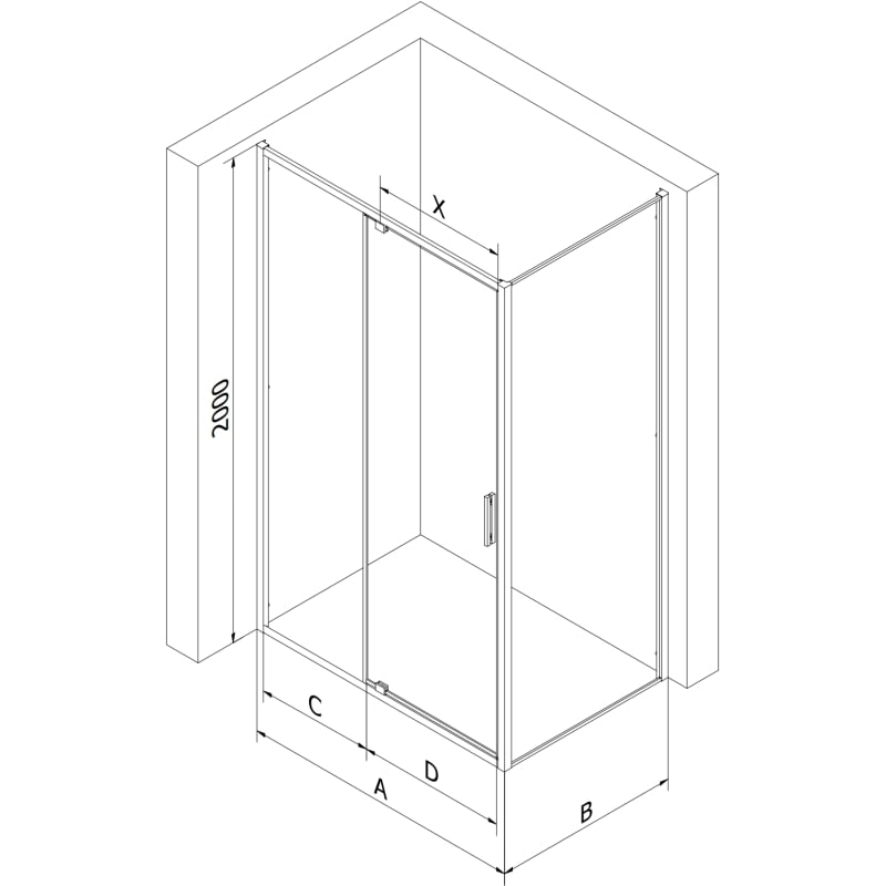 Mexen Exo-R отваряема душ кабина 95 x 85 см, прозрачна, хром - 819-095-085-01-00