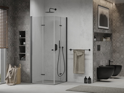 Mexen Lima Duo душ кабина сгъваема 90 x 90 см, прозрачна, черна - 856-090-090-70-00-02