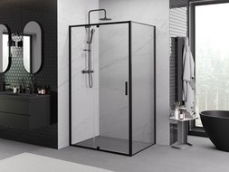 Mexen Exo отваряема душ кабина 90 x 80 см, прозрачна, черна - 819-090-080-70-00