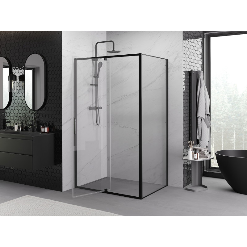 Mexen Exo-R отваряща се душ кабина 95 x 80 см, прозрачна, черна - 819-095-080-70-00