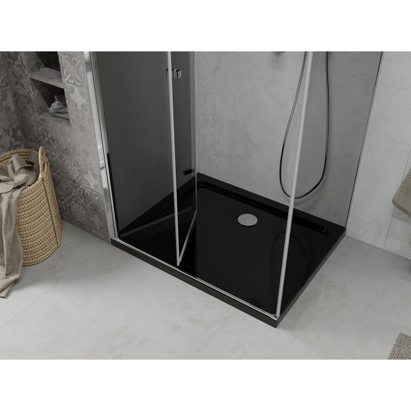 Mexen Lima сгъваема душ кабина 90 x 100 см, графит, хром + корито Flat, черен