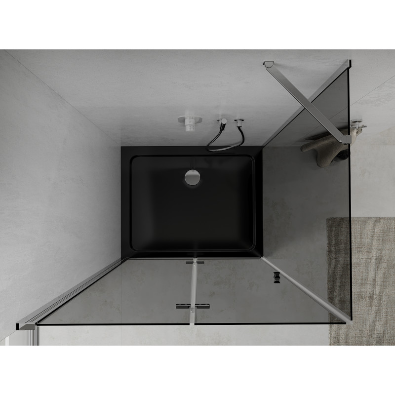 Mexen Lima сгъваема душ кабина 90 x 120 см, графит, хром + поддушово корито Flat,