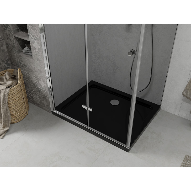 Mexen Lima сгъваем душ кабина 100 x 90 см, графит, хром + поддушник Flat, черен