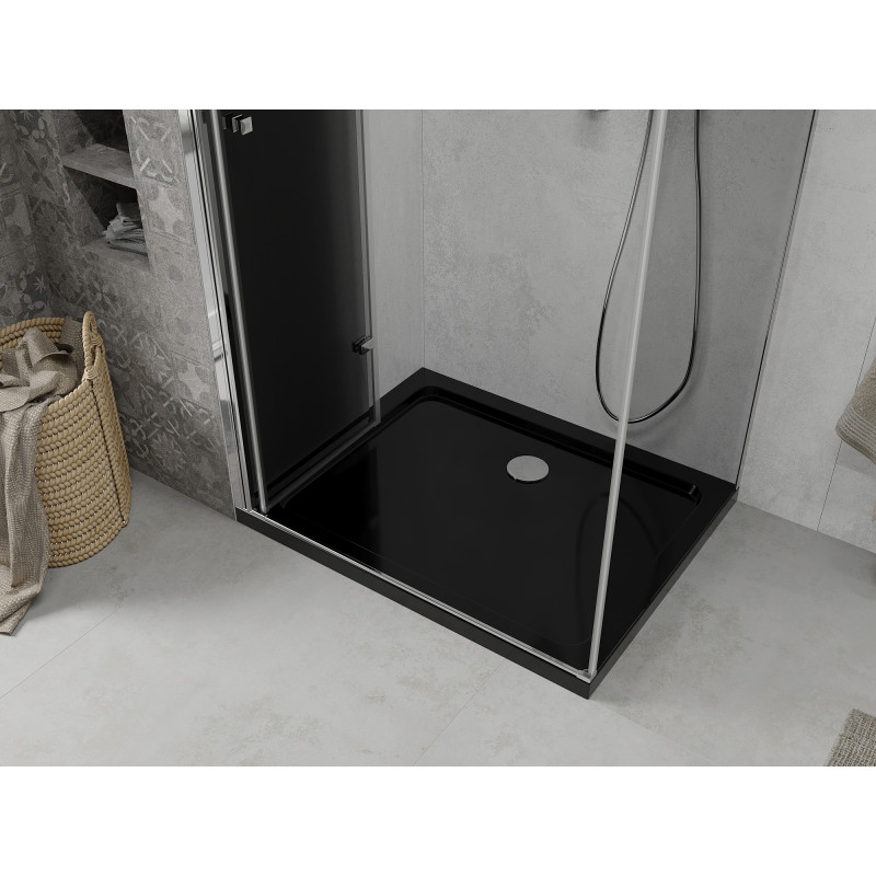 Mexen Lima сгъваем душ кабина 100 x 90 см, графит, хром + поддушник Flat, черен