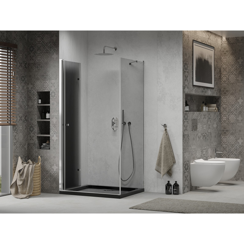 Mexen Lima сгъваем душ кабина 100 x 90 см, графит, хром + поддушник Flat, черен