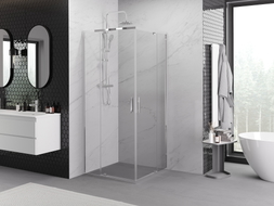 Mexen Exo-R Duo квадратна душ кабина с въртяща се врата 80 x 80 см, прозрачна,