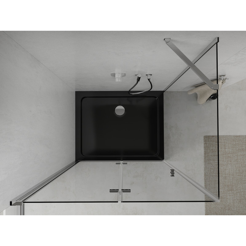 Mexen Lima сгъваема душ кабина 90 x 120 см, прозрачна, хром + черен поддушник Flat
