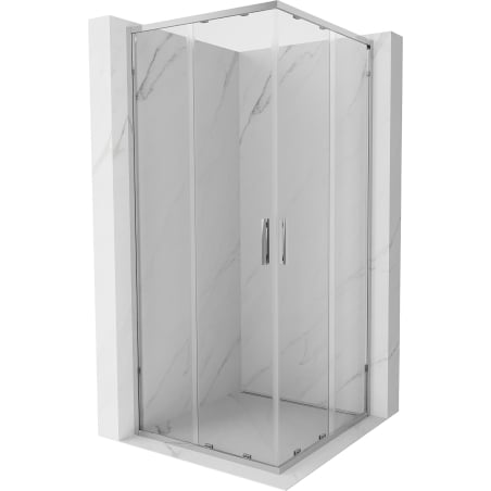 Квадратна плъзгаща се душ кабина Mexen Exo 70 x 70 см, прозрачна, хром - 8111-070-070-01-00