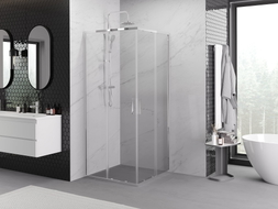 Mexen Exo-S Duo квадратна плъзгаща се душ кабина 90 x 90 см, прозрачна, хром