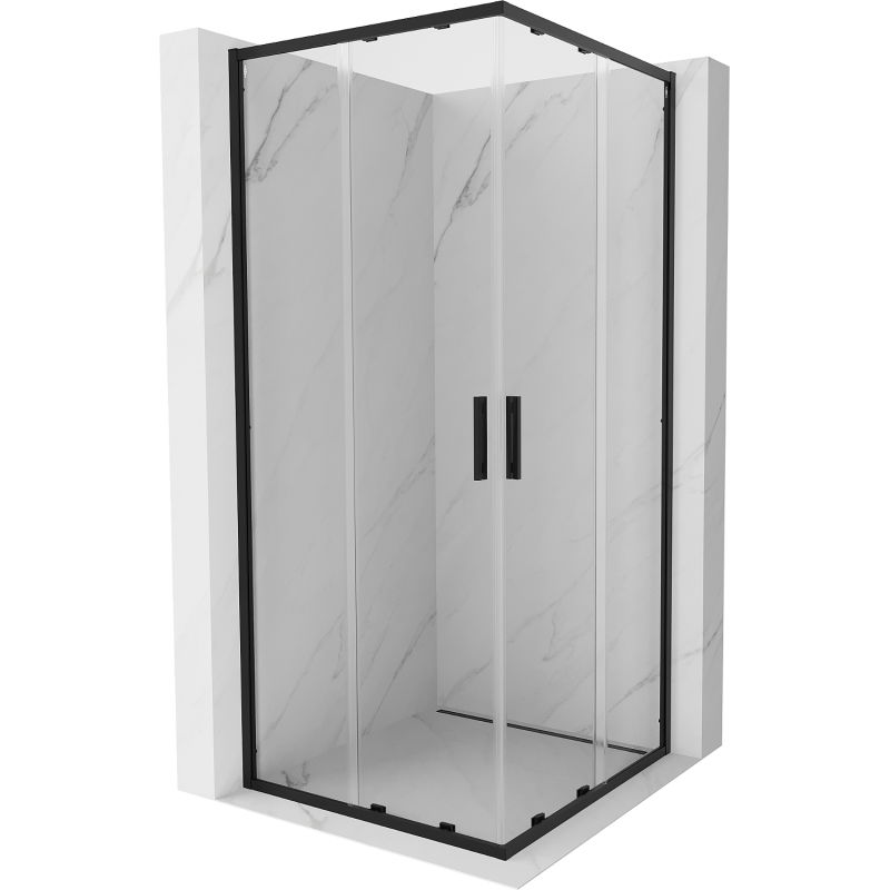 Mexen Exo квадратна плъзгаща се душ кабина 80 x 80 cm, прозрачна, черна - 8111-080-080-70-00