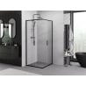 Mexen Exo квадратна плъзгаща се душ кабина 80 x 80 cm, прозрачна, черна - 8111-080-080-70-00