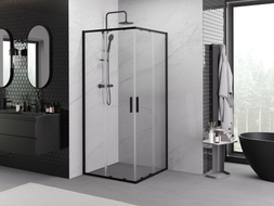 Mexen Exo-S Duo квадратна плъзгаща се душ кабина 90 x 90 см, прозрачна, черна