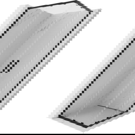 Mexen Exo квадратна плъзгаща се душ кабина 100 x 100 cm, прозрачна, черна - 8111-100-100-70-00