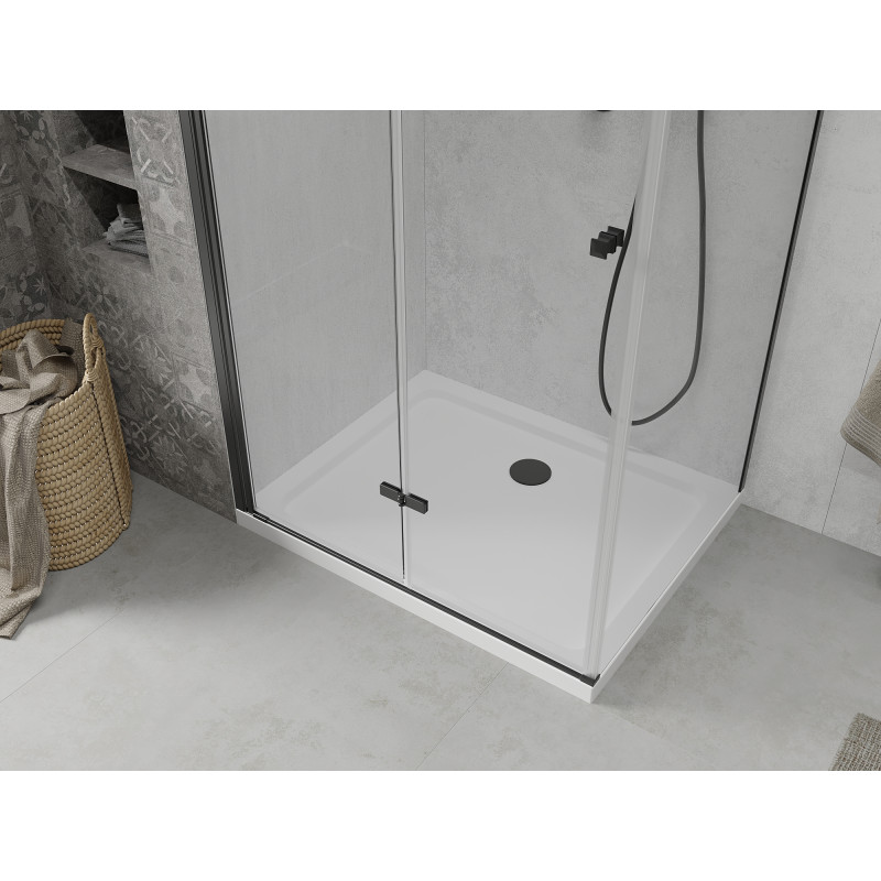 Mexen Lima разгъваем душ параван 70 x 100 см, прозрачен, черен + душ кабина Flat,