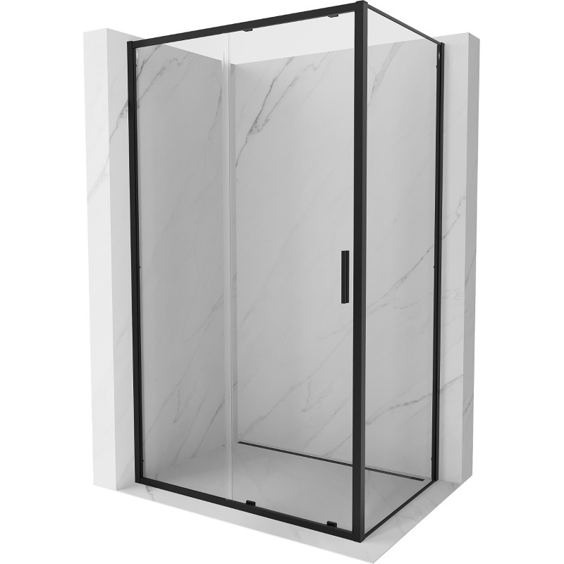 Mexen Exo-S плъзгаща се душ кабина 155 x 75 см, прозрачна, черна - 8151-155-075-70-00