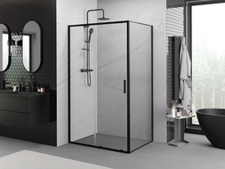 Mexen Exo плъзгаща се душ кабина 100 x 80 см, прозрачна, черна - 8151-100-080-70-00