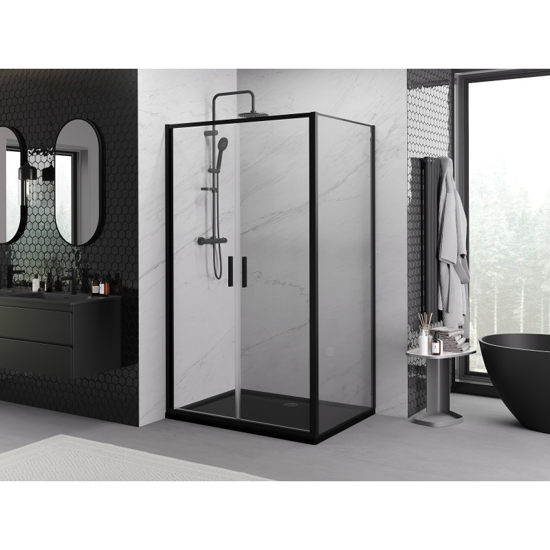 Mexen Exo-B Duo двукамерна душ кабина 80 x 85 см, прозрачна, черна - 814-080-085-70-00