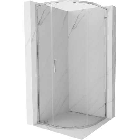 Mexen Exo-S полукръгла плъзгаща се душ кабина 80 x 80 см, прозрачна, хром