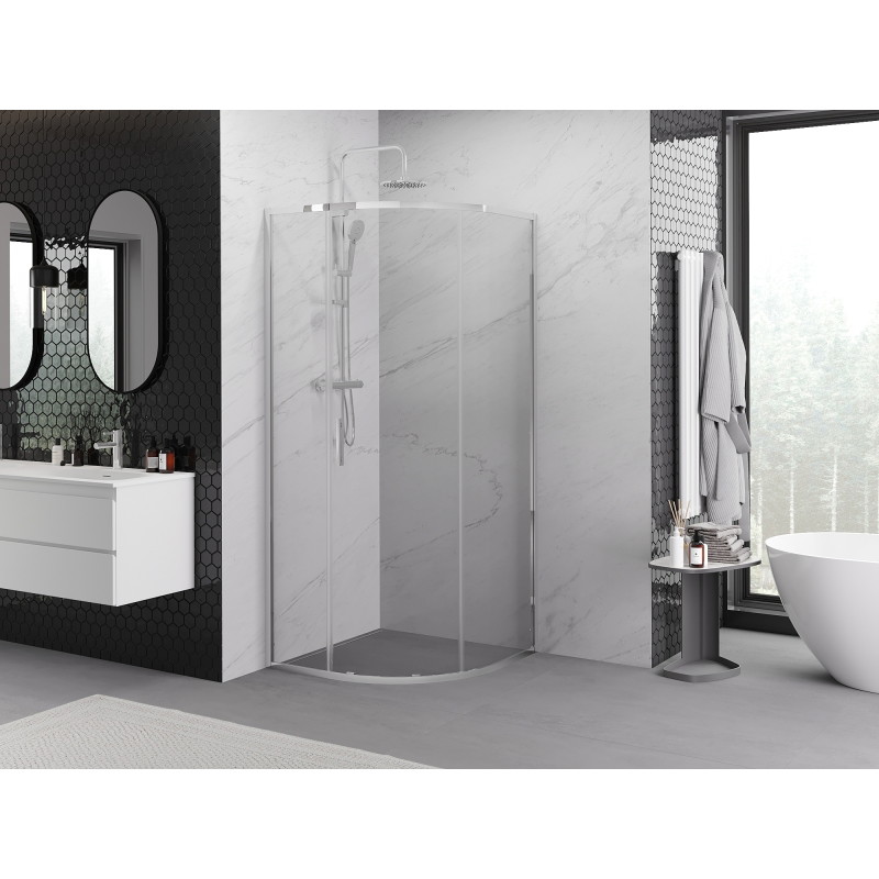 Mexen Exo-S кръгла плъзгаща се душ кабина 90 x 90 см, прозрачна, хром