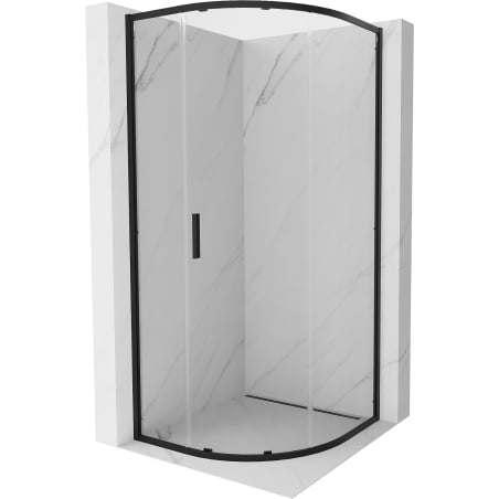 Mexen Exo кръгла плъзгаща се душ кабина 80 x 80 cm, прозрачна, черна - 8131-080-080-70-00