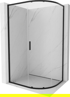 Mexen Exo половинкръгла асиметрична плъзгаща се душ кабина 90 x 80 см, прозрачна, черна - 8131-090-080-70-00