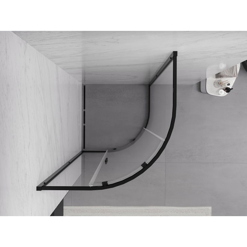 Mexen Exo полукръгла плъзгаща се душ кабина 70 x 70 см, прозрачна, черна - 8131-070-070-70-00