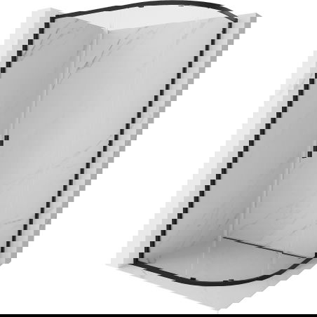 Mexen Exo ъглова асиметрична плъзгаща се душ кабина 100 x 80 см, прозрачна, черна - 8131-100-080-70-00