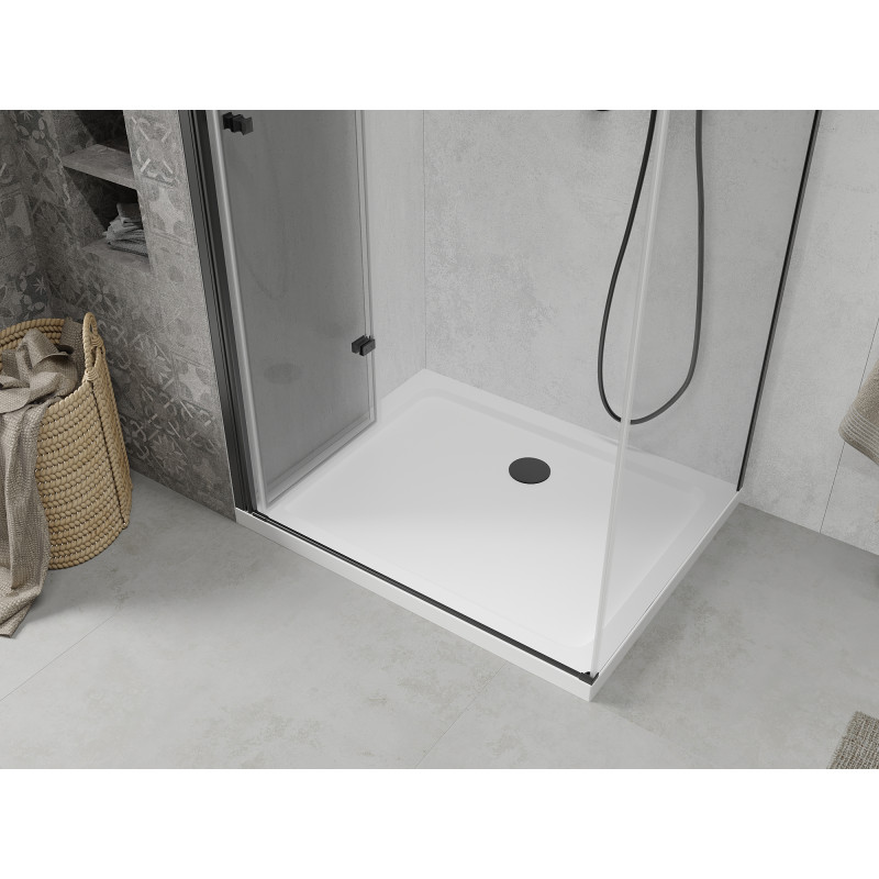 Mexen Lima сгъваема душ кабина 90 x 120 см, прозрачна, черна + поддушово корито