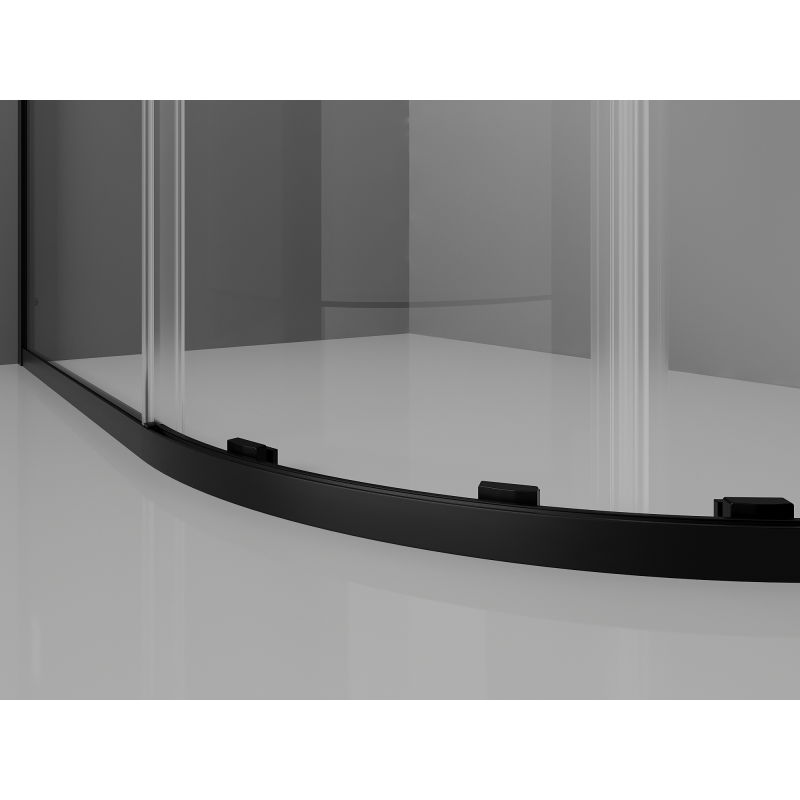 Mexen Exo полукръгла асиметрична плъзгаща се душ кабина 120 x 90 cm, прозрачна, черна - 8131-120-090-70-00