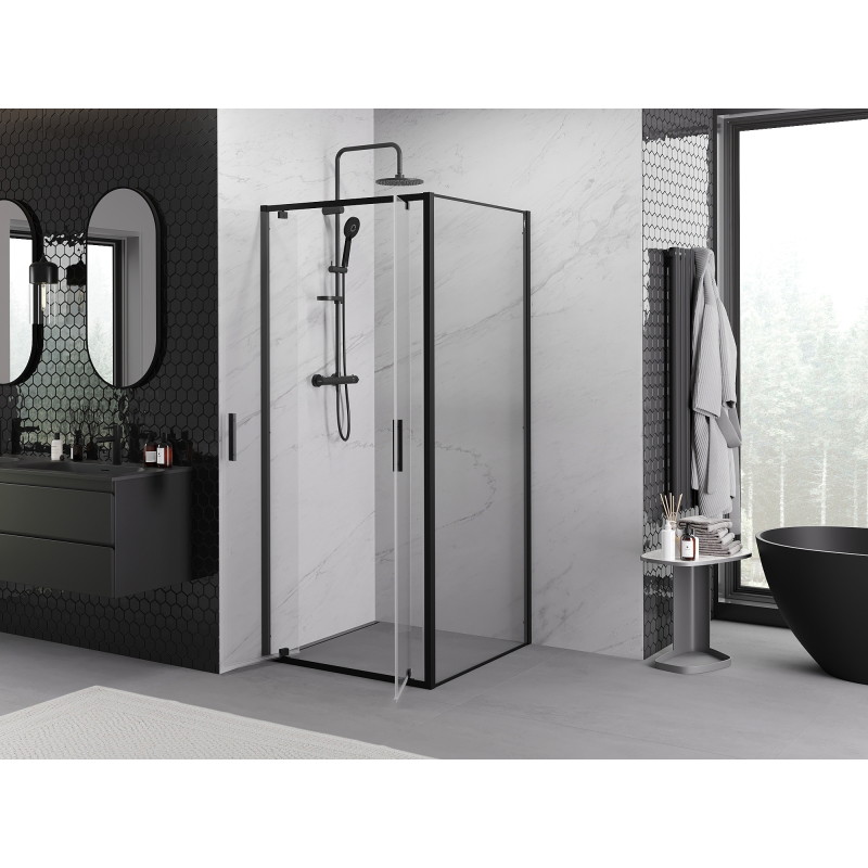 Mexen Exo-BR Duo отваряема душ кабина 100 x 100 см, прозрачна, черна - 8182-100-100-70-00