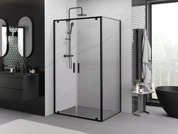 Mexen Exo отваряема душ кабина 90 x 80 см, прозрачна, черна - 8182-090-080-70-00