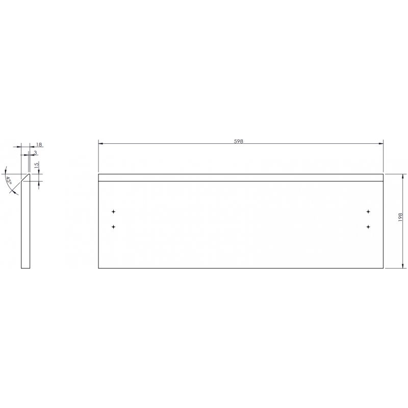 Mexen Orio предна част за корпус на шкаф за баня 60 x 20 cm, черен гланц - 91A10-0600-235-1-70
